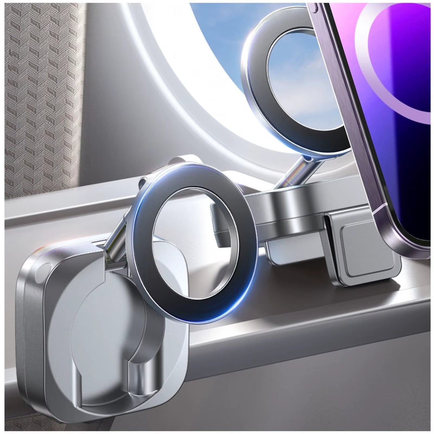 for Magsafe Car Mount Airplane Phone Holder Flexible 360° Rotatable Dashboard Cell Phone Holder for Iphone 15 14 13 12Mini